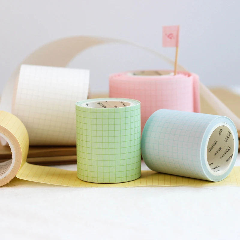 

MaoTu Basic Grid & Twill Washi Tapes Traveler's Notebook DIY Scrapbooking Paper Stickers Decoration Pure Color 5cmx5m