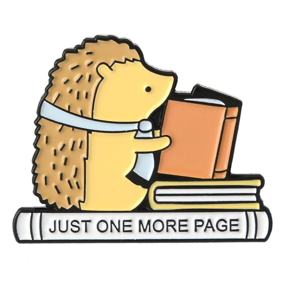 

Cute Creative Animal Reading Books Pin Medal Hedgehog Brooch Cloth Hat Bag Accessory Gift For Women Kids #293401