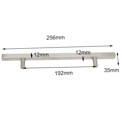 Probrico сатинированные стальные ручки для шкафа 12 мм квадратный бар кухня Hnadle шкаф комод ящик ручки - Цвет: 192mm