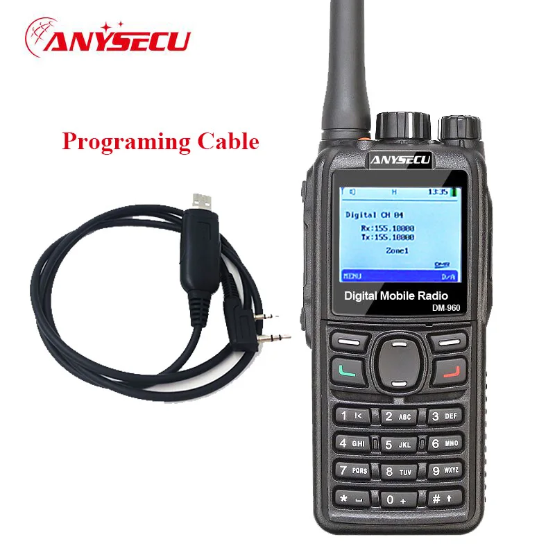 

+cable! Dual Mode TDMA digital/Analog DMR Radio Anysecu DM-960 VHF 3000mAh Compatible with MOTOTRBO better than TYT MD380/MD390