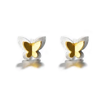 

100% 925 Solid Real Sterling Silver Earrings Butterfly Stud Earrings For Women Fashion Style Girl Sterling-silver-jewelry eh658