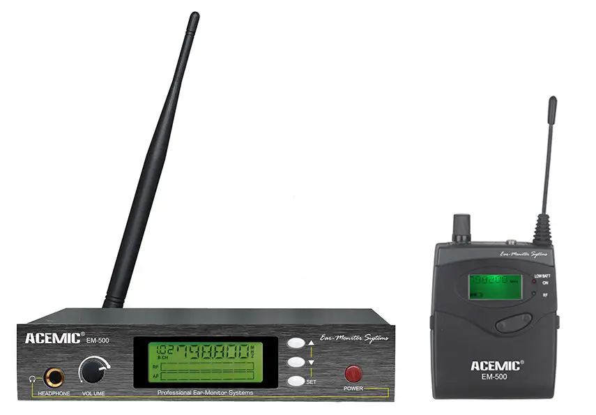 

798-830MHz ACEMIC EM-500 FM 100M UHF 928MHz LCD Pro Mic Wireless In Ear Monitor System