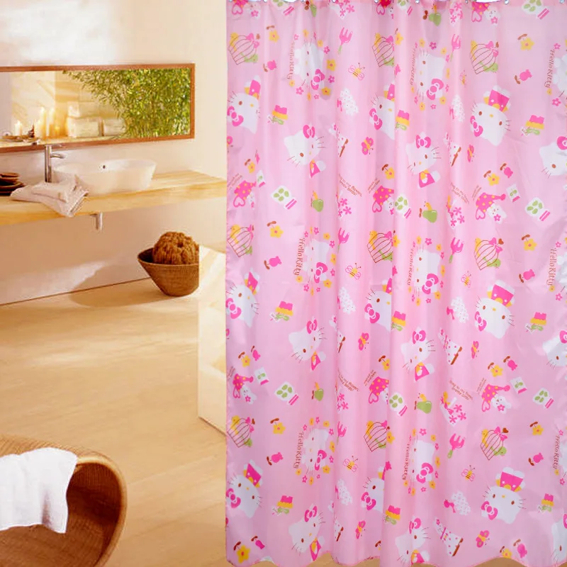 Cartoon Hello Kitty Bathroom Shower Curtain Waterproof Mildew Proof