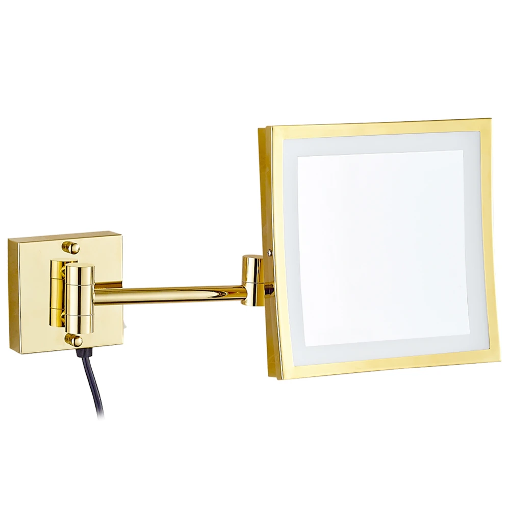 Square Makeup Mirror 3X Magnifying Single side with 50 LED Light/bulbs