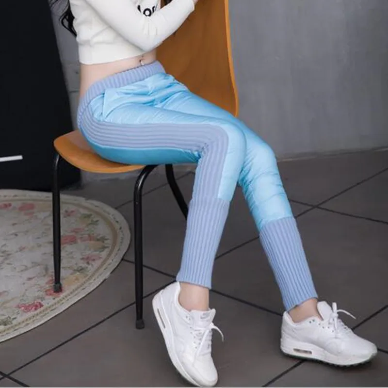 LEFT ROM Fashion women winter Warm down pants/Women pure color tight
