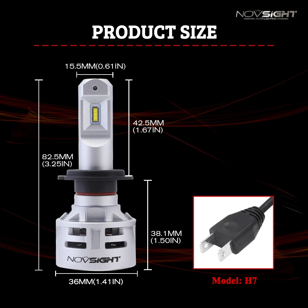 NOVSIGHT 2 шт. турбо светодиодный H4 H7 для автомобильных фар H11/H8/H9 9005/HB3 9006/HB4 60 Вт 10000LM 6500K 12V 24V Voiture светодиодный лампы