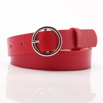 

New women's belt simple wild round buckle fashion decorative belt female jeans belt
