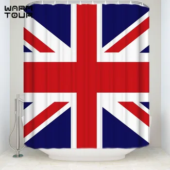 

Extra Long Fabric Bath Shower Curtains Modern The Union Jack Flag Mildew-resistant Bathroom Decor Sets with Hooks 72" x 84"