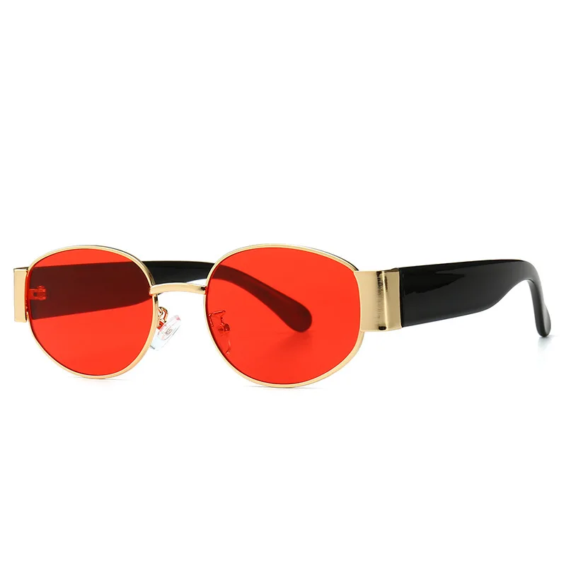 Модные женские стимпанк Металлические овальные солнцезащитные очки мужские брендовые дизайнерские круглые черные прозрачные винтажные мужские солнцезащитные очки UV400 - Цвет линз: 8