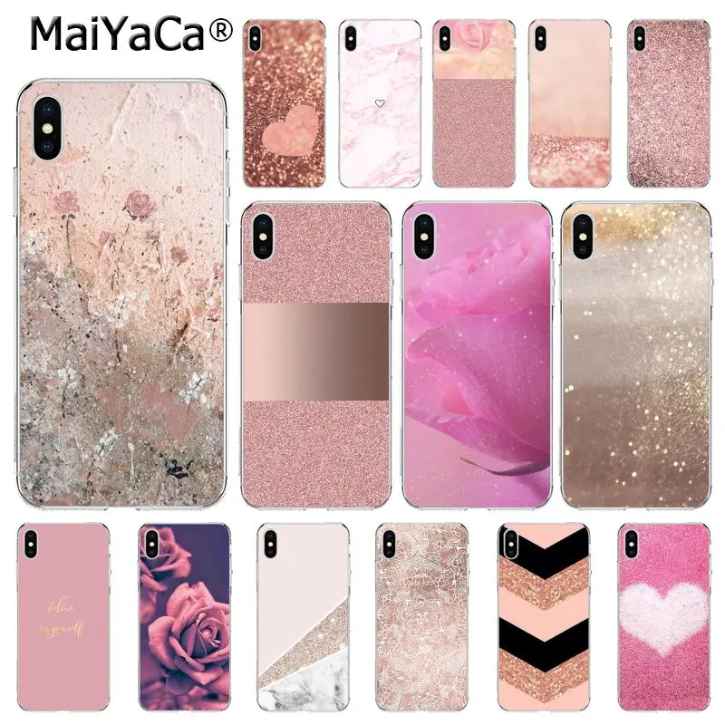 

MaiYaCa Love Heart Gold Rose Marble Stripes DIY Luxury Case for iPhone 8 7 6 6S Plus 5 5S SE XR X XS MAX 10 Coque Shell