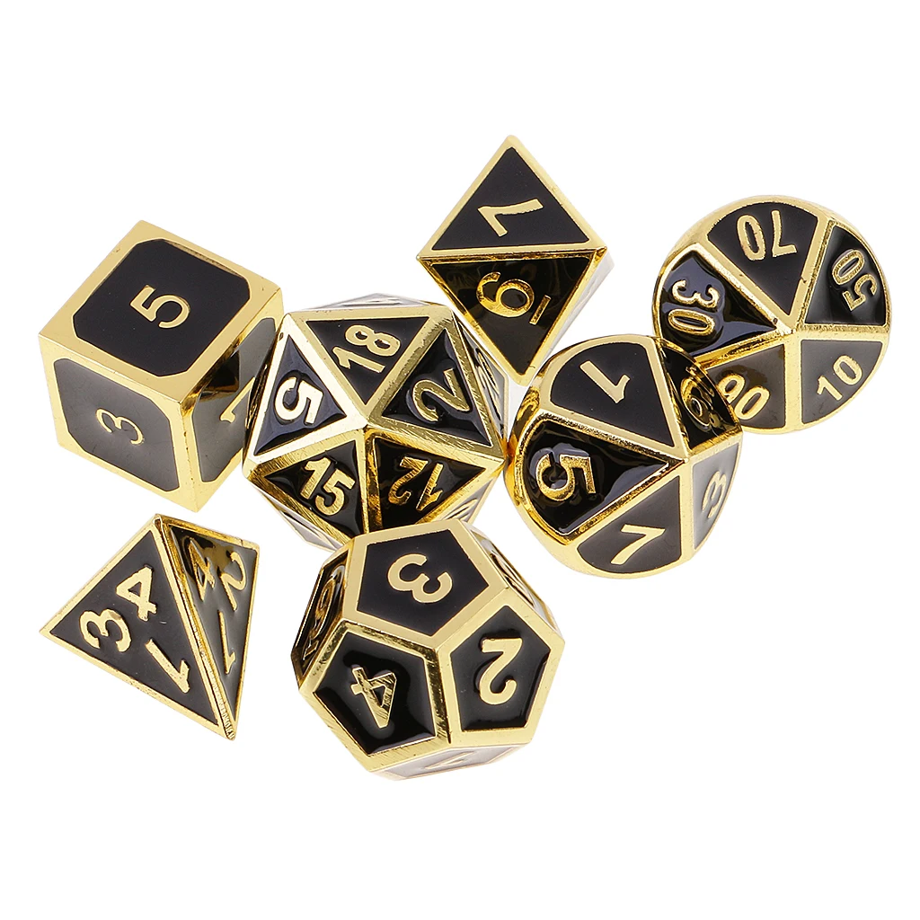 7 Set Metal Polyhedral Digital Drinking Dice for Dungeons and Dragons DND MTG With Manual Dice Cup