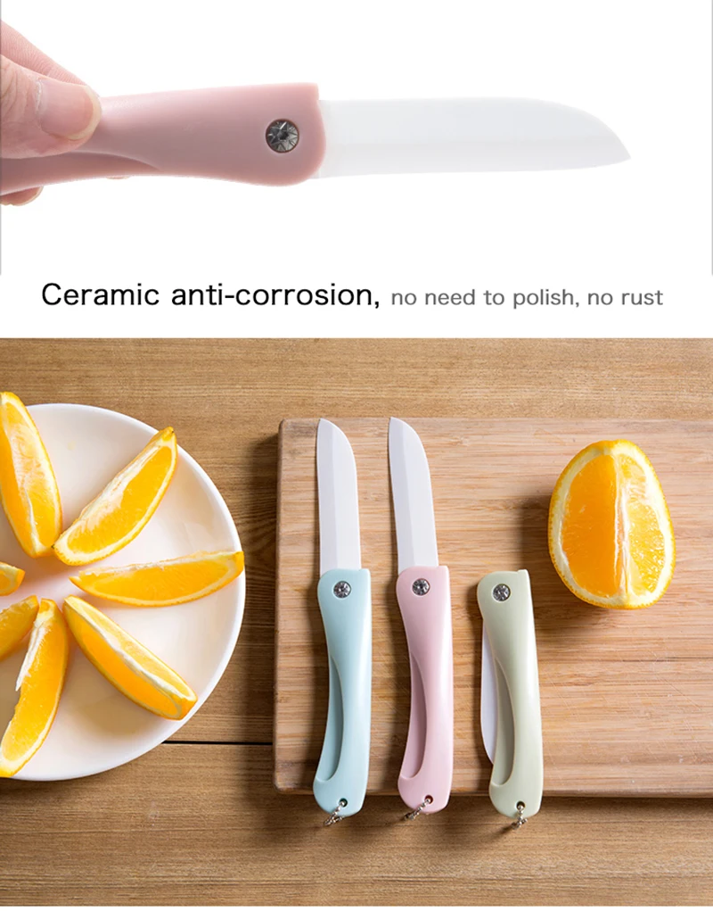 TUUTH Folding Ceramic Knife 3 inch Colorful Handle Fruit Ceramic Paring Kitchen Knife Accessories A4