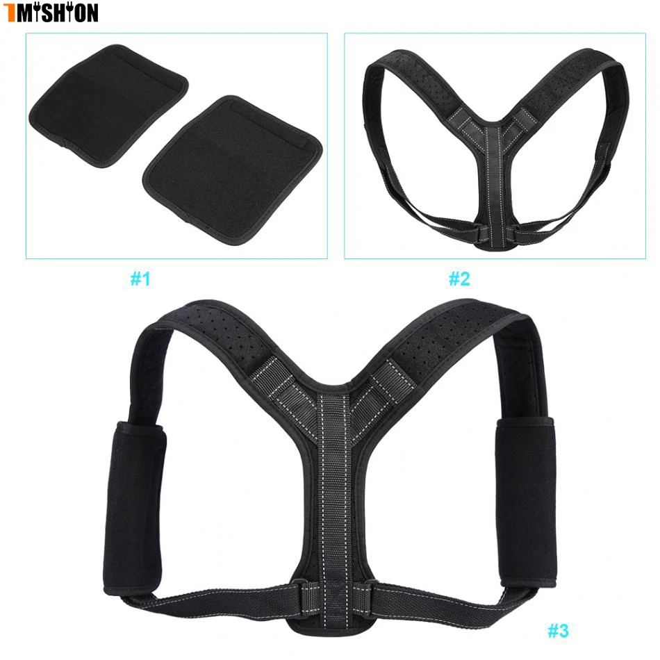 

Back Brace Support Protector Corrector Adjustable Posture Corrector Cushion Shaper Back Support Belt With Reflective Stripe Set