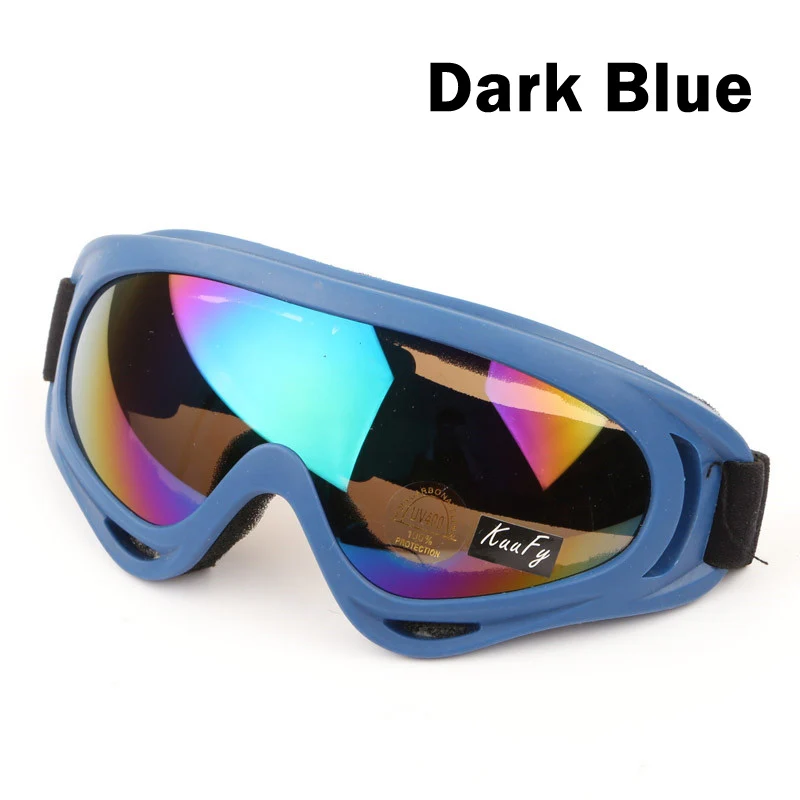 Противотуманные лыжные очки конфетного цвета, профессиональные ветрозащитные очки X400 с защитой от ультрафиолета, лыжные очки для катания на коньках - Цвет: Dark bule colorful