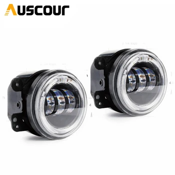 

4 inch led fog lamp with led angel eyes white for Jeep Wrangler 1996-2017 30W Fog Lights Lenses Driving Lamp Retrofit DIY