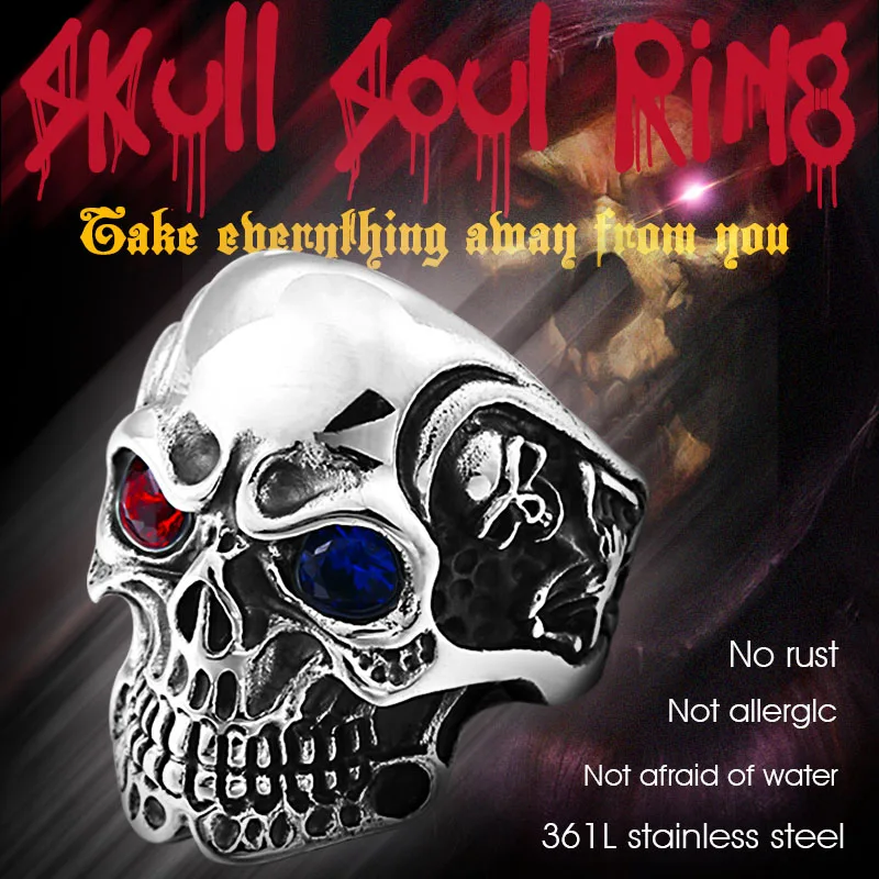 

Beier 316L Stainless Steel personality fashion Big Tripple Skull Product Punk Biker men ring Jewelry high quality wholesaleLR535