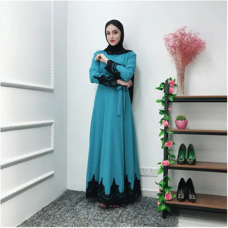 2019 сексуальное элегантное женское вечернее платье, кружевной кафтан, женское тонкое голубое, розовое, мусульманское, абайя, женская модная