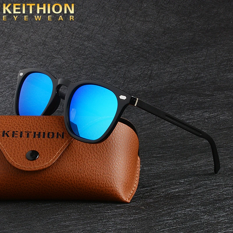 KEITHION Vintage Retro Classic Polarized Sunglasses Men Women Driving Square Frame Aluminium Magnesium Legs Sun Glasses UV400