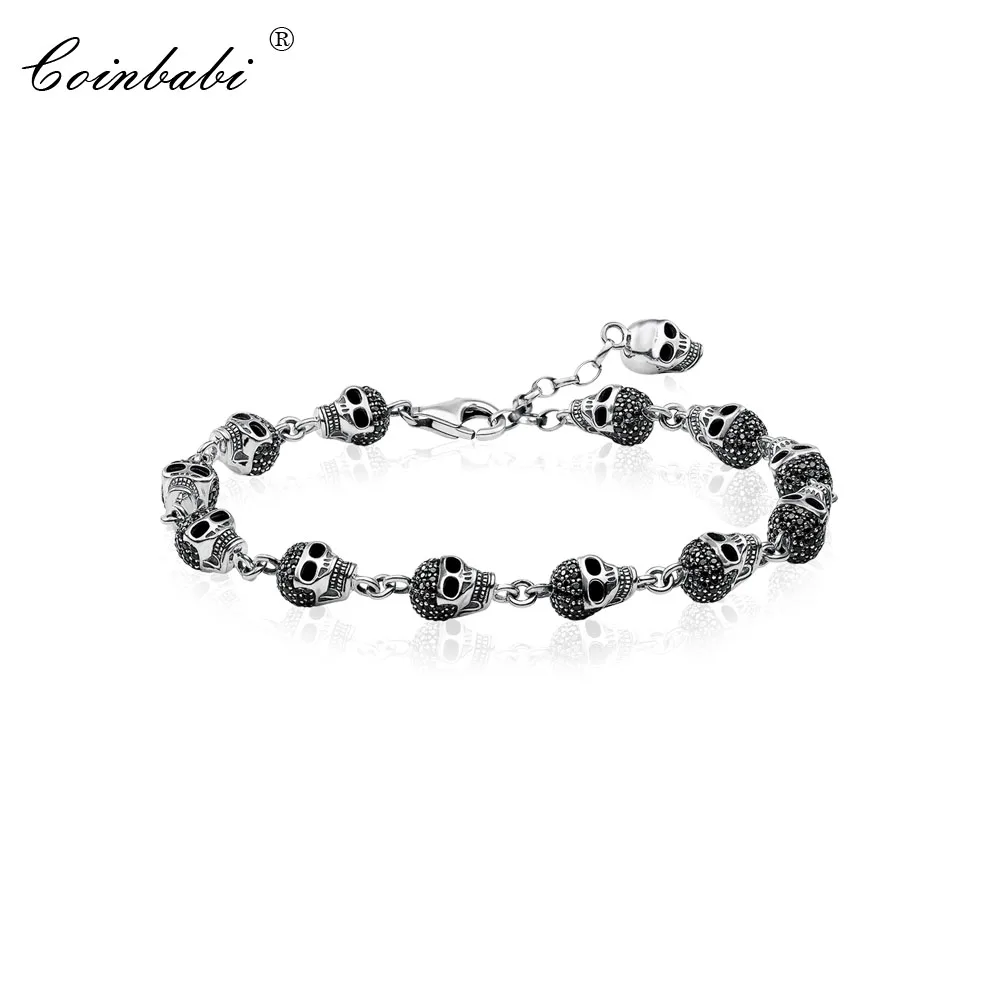 

Bracelets Skulls Pave Link Chain 925 Sterling Silver Fashion Jewelry For Women Men Punk Trendy Rebel Street Gift Thomas Bracelet