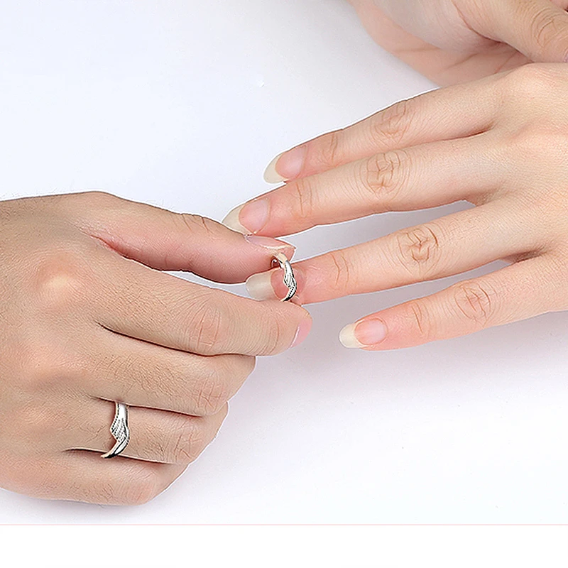 SHANICE 925 Silver Open Ring Wedding Ring Shellhard Lovers Crystal Couple Rings Set For Men Women Jewelry Engagement Wedding