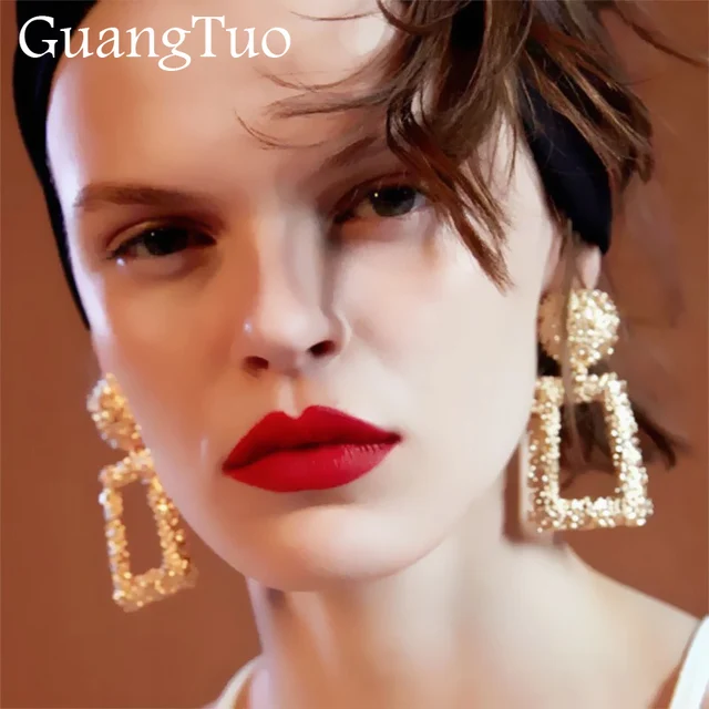 Vintage Earrings For Women Geometric Statement Earring 2018 Gold Vintage Earrings For Women Geometric Statement Earring 2018 Gold Color Metal Earing Hanging Fashion Jewelry Trend Ek815