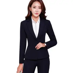Профессиональные женские Штаны костюм модные деловые узкие длинные рукава блейзер с брюками офисные женские большие размеры Рабочая