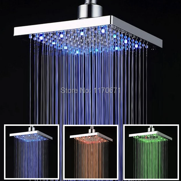 Electric Shower Mixer 8 inch 200mm*200mm Bathroom Sense Faucet 3 Colors