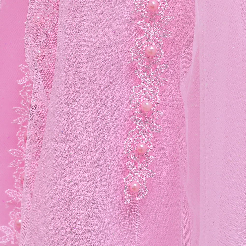 New Style 2019 Ballgown Pink Half Sleeves Lace First Communion Gowns For Evening Girls Birthday Party Dresses with Pearl