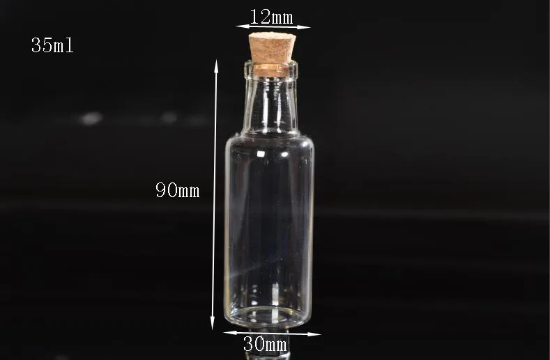 50pcs 35ml Big Glass Cork Stopper Wishing Bottle Glass Test Tube