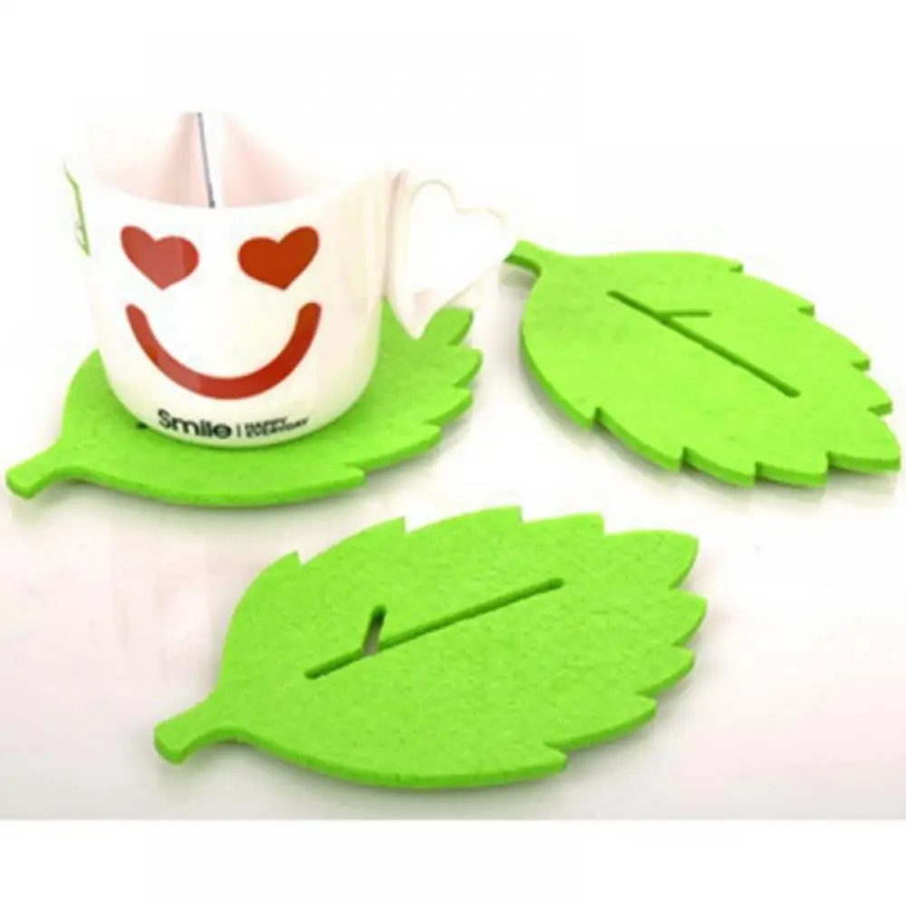 

Fashion 3PCS leaf-shaped Tea Cup Coaster Heat Insulation Felt Mat Table Decor Table Accessories Mats Pads Kitchen Dining Bar