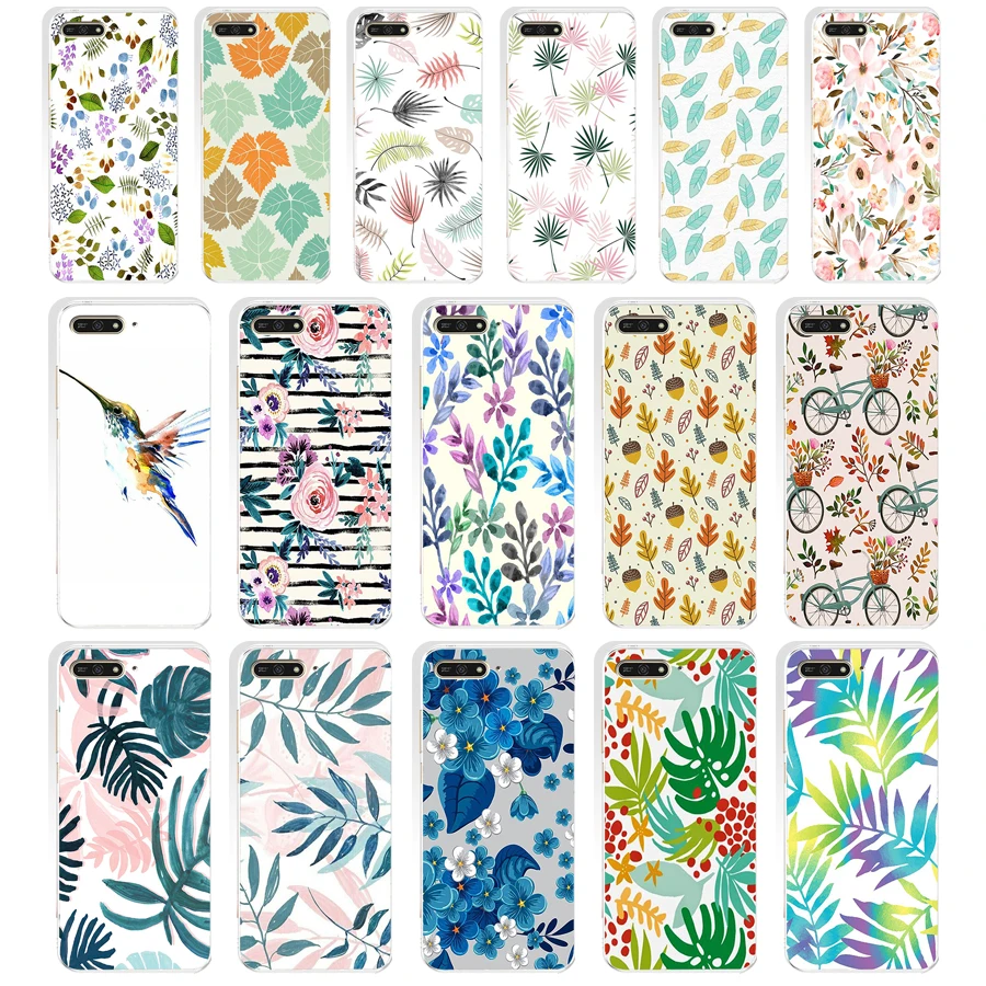 

65WE Candy Color Art Leaf Soft Silicone Tpu Cover Case for huawei Honor 7a pro 7x 7c Nova 2i 3 3i p smare