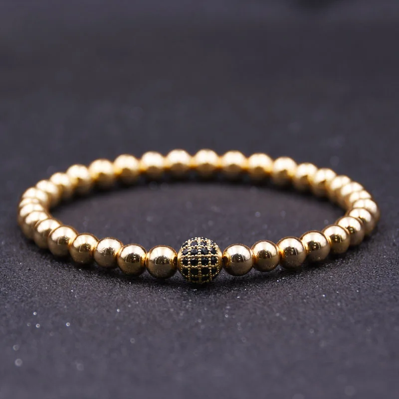 Vintage Gold Ball Bracelets & Bangles Energy Stone Beads Bracelet Men