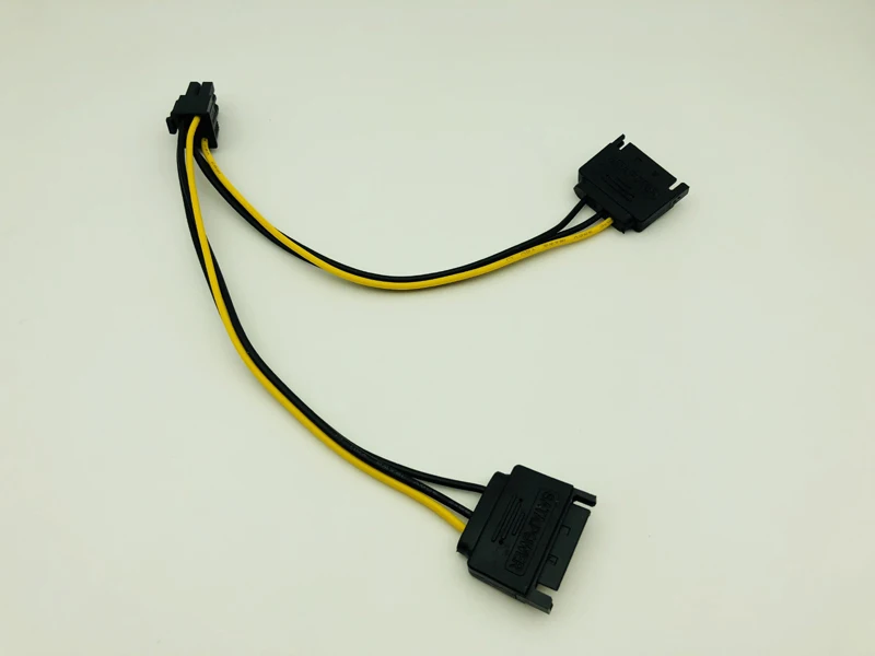 PCI-E PCIe PCI Express Dual 15Pin SATA Male to 6pin Graphics Video Display Card Dual SATA to 6pin Power Cable for ETH BTC Mining