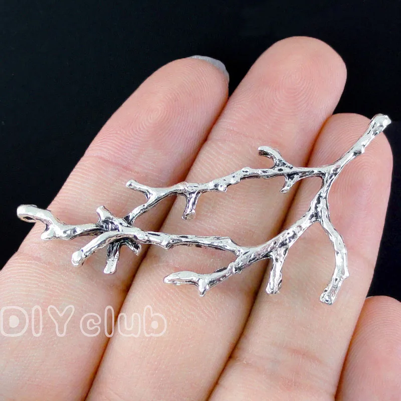 

25pcs-Branch Charms, Antique Silver / Bronze / Copper Tree Branch Connectors Charms with holes 52x30mm