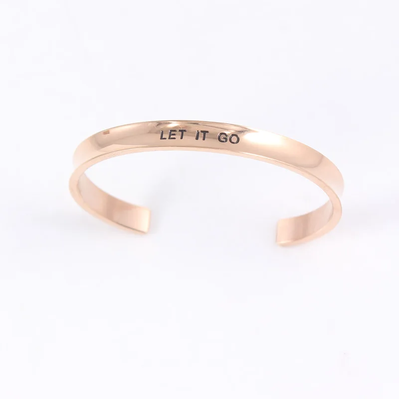 LET IT GO RoseGold 316L браслет из нержавеющей стали 7 мм положительное вдохновляющее