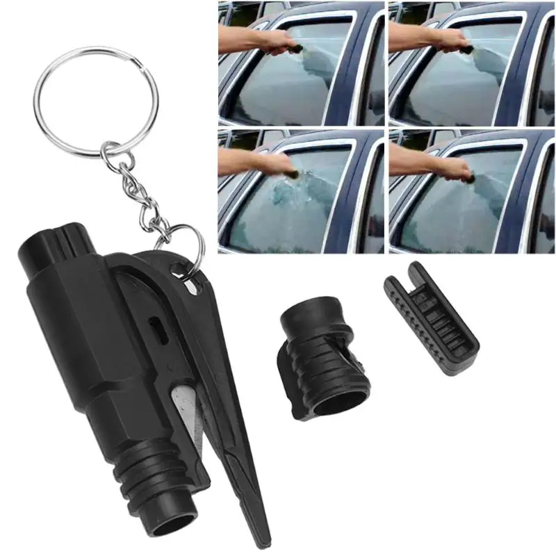 1PC Mini Pocket Auto Car Emergency Glass Window Breaking Safety Hammer Escape Rescue Tool with Key Chain Seat Belt Cutter