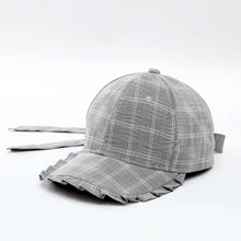 Весенние и летние новые дикие клетчатые британские ветровые бейсболки женские кружевные бейсболки с бантом