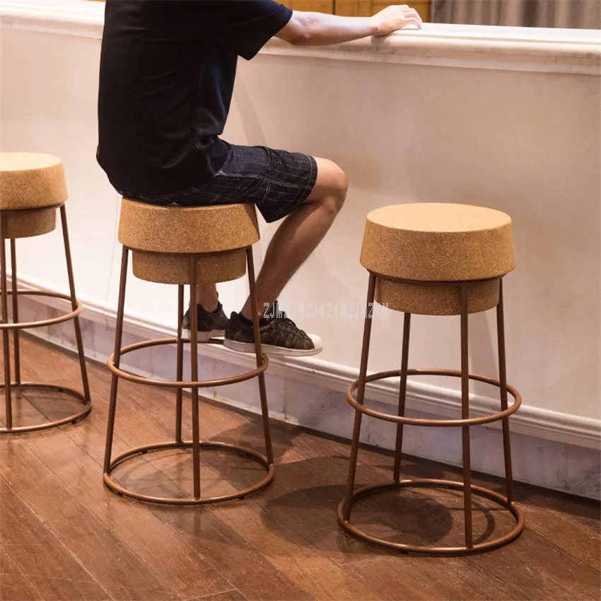 Простой современный скандинавский Круглый Барный стул мягкий дубовый деревянный стул металлический Железный деревянный барная стойка для кафе высокий табурет для ног
