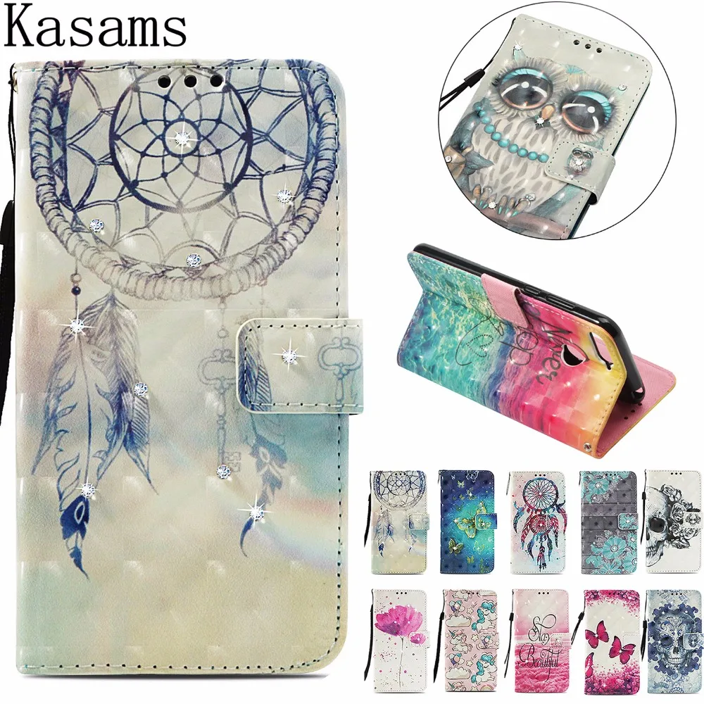 Jewelled For Huawei Y6 Prime 2018 Honor 7A Pro AUM AL20 Flip Case 3D Painting PU Leather Phone Cover Honor7A 5.7\ Jewelled For Huawei Y6 Prime 2018 Honor 7A Pro AUM AL20 Flip Case 3D Painting PU Leather Phone Cover Honor7A 5.7\