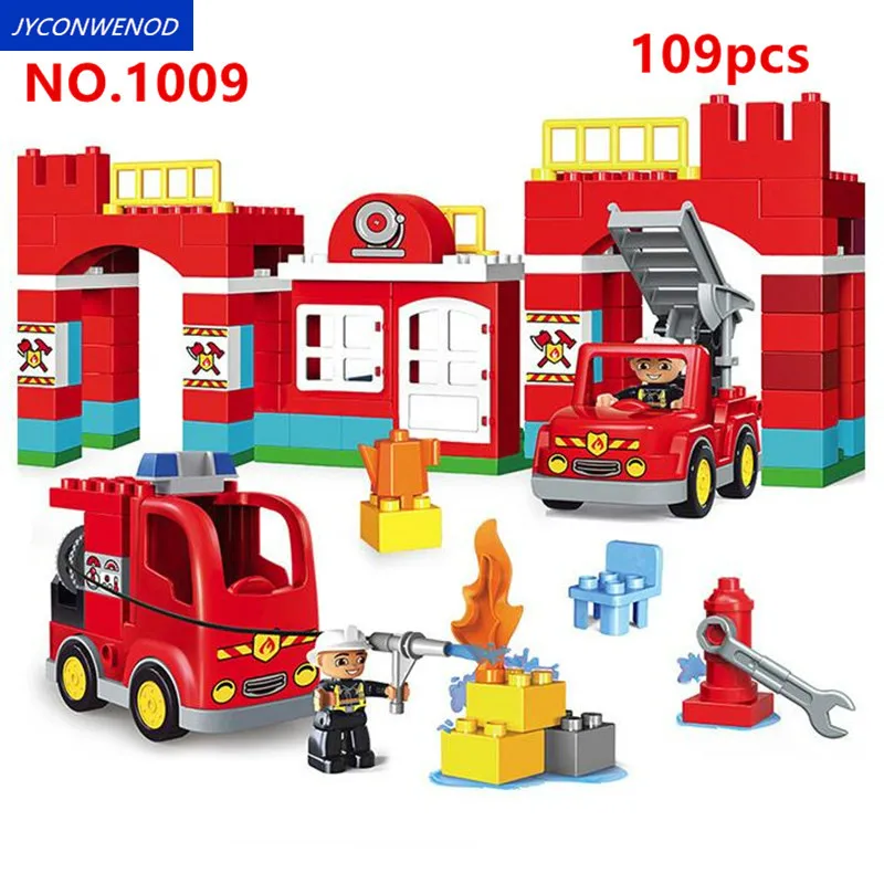 

Firefighting Series Fire Department Fire truck Helicopter Building Blocks Set Compatible With duploINGlys Children's toy gift
