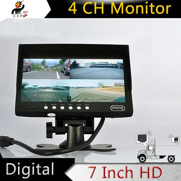 

7 Inch Split 4 Channel Quad Video LED Monitor Screen for Car BUS Truck Trailer Reverse Parking Home Surveillance CCTV