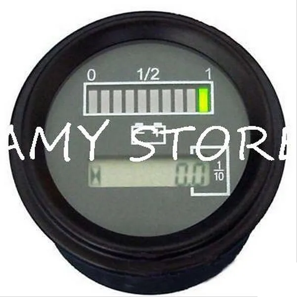 12 Volt Battery Indicator & Hour Meter Gauge Resetable Boat Forklift