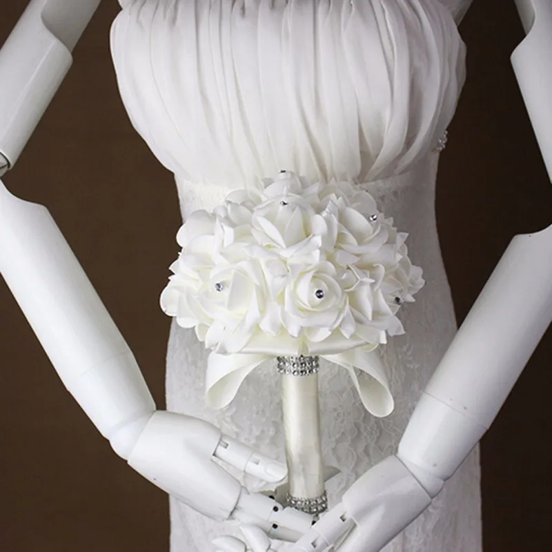 Свадебный букет цветов белая роза букет из страз невеста, свадебный цветок девушка палочка лучшие свадебные цветочные