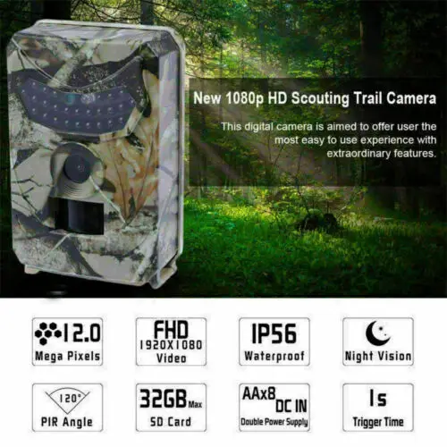 12MP HD охотничья камера ПИР ИК светодиодный движения Активированный безопасности для наблюдения в дикой природе запись Cam
