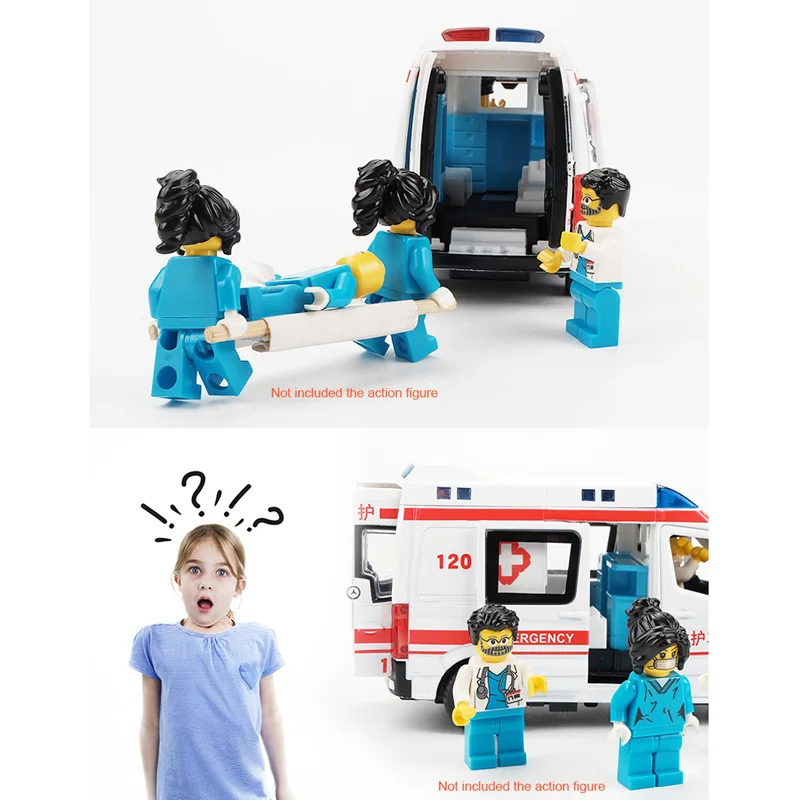  1:32 city diecast ambulance emergency toy car model light slide open door ambulancia oyuncak Educat
