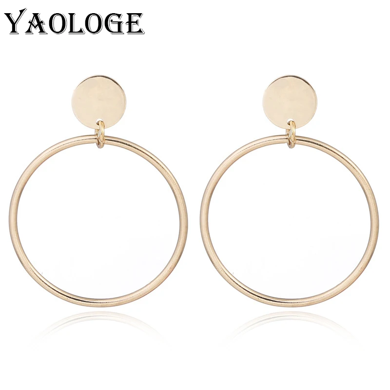 

YAOLOGE Fashion Earring With Simple Modelling Ear Ring Jewelry Wholesale Women's Personality Round Earrings Costume-jewelry E516