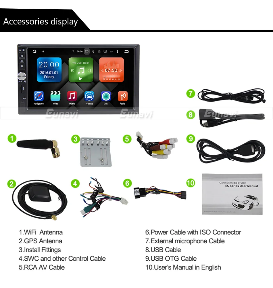Discount Eunavi 2 Din 7 inch Android 9.0 Car Radio Stereo Multimedia GPS Navigation TDA7851 WiFi Bluetooth 1024*600 touch Screen no dvd 26