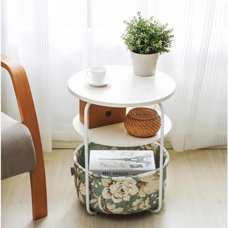 Small Round Coffee Table End Side Table With Shelf And Storage Basket Office Home Furniture Multiple Color Options 3layers Coffee Tables Aliexpress