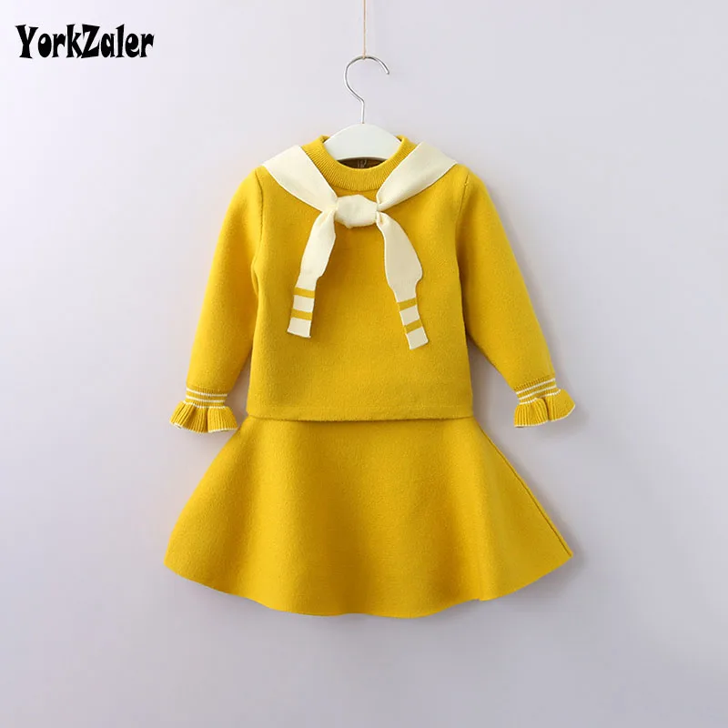 

Yorkzaler Autumn Winter Kids Clothing Set For Girl Long Sleeve Sweater+ Short Skirt Children's 2pcs Clothes Wool Infant Outfits