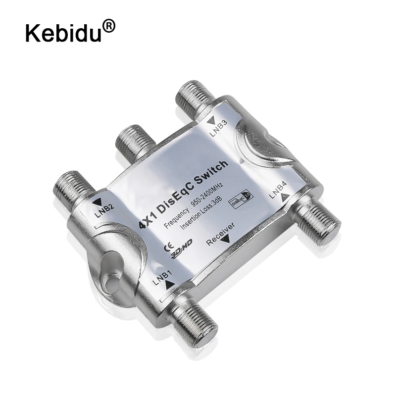 

kebidu LNB Free TV DiSEqC Switch 4x1 DiSEqC Switch Satellite Antenna Flat Switch Newest TV Tuner Switch for TV Receiver